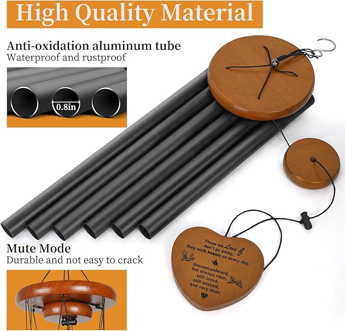 Wind Chimes Outdoor Outside,35" Memorial Wind Chimes,Bereavement Funeral Sympathy Gifts for Loss of Loved One, Mother,Father