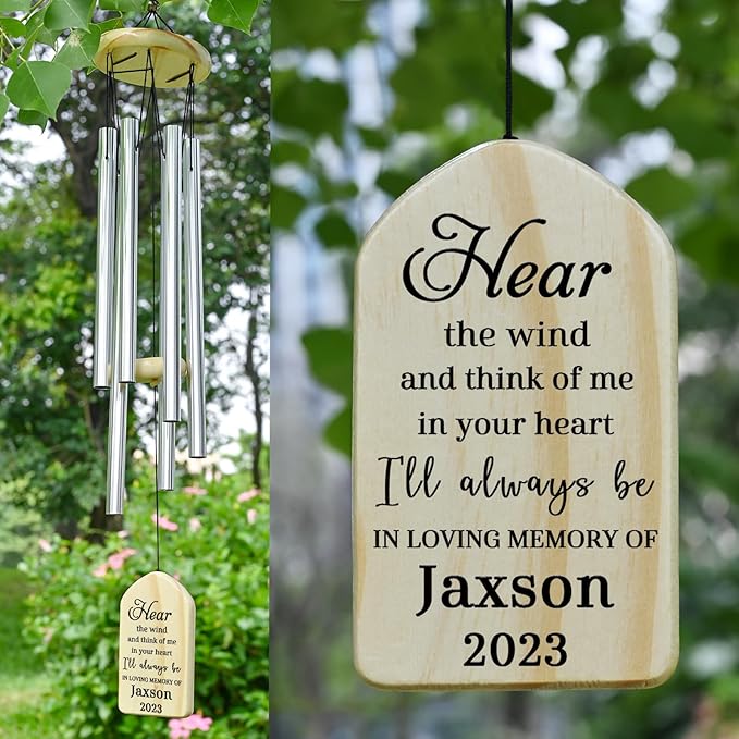 Sympathy Wind Chimes - Memorial & Bereavement Gift for Loss of Loved One - In Memory of Mother, Father, Dad, Mom