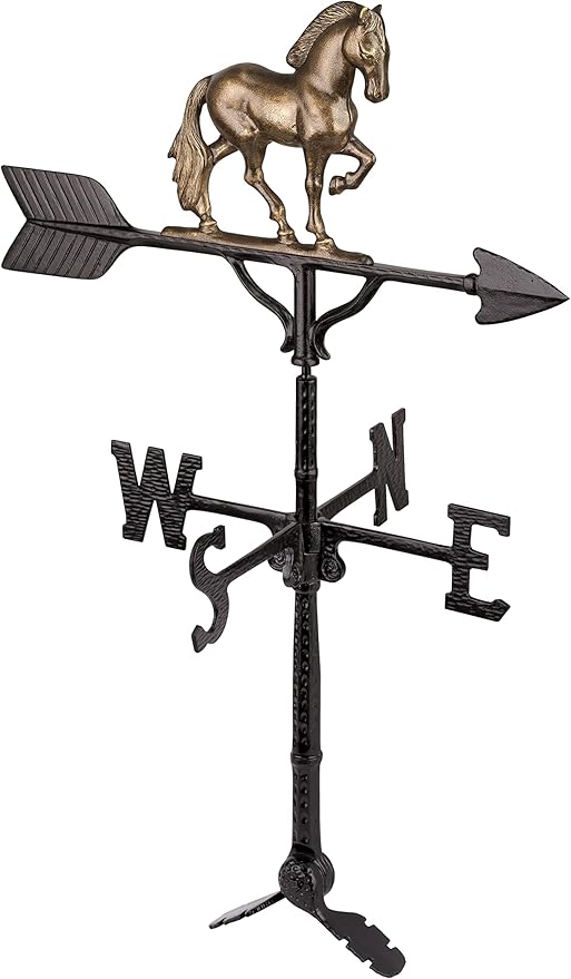 Montague Metal Products - 32'' Aluminum 3D Horse Weathervane 200 Series - Wind Vane with Ornament - Roof Metal Decor - Mount Included (4 to Choose from) - Hand Cast Aluminum (Aged Bronze)