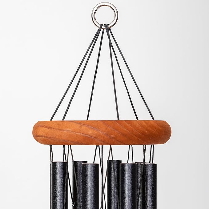 Festival 24-inch Redwood Wind Chime 8 Tubes in Black by Wind River for Patio, Backyard, Garden, and Outdoor décor. Made in The USA