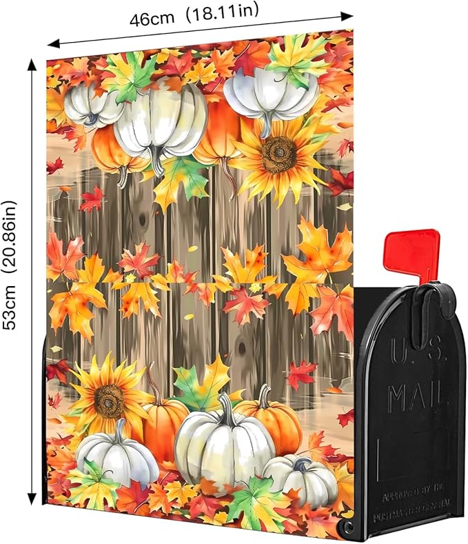 Welcome Fall Sunflower Pumpkin Maple Leaf Magnetic Mailbox Cover Standard Size 18X21 Letter Box Covers Decor for Outdoor Home Garden