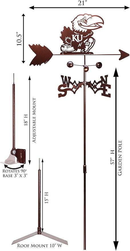 SWEN Products Kansas Jayhawks Weathervane (Garden Stake Included)