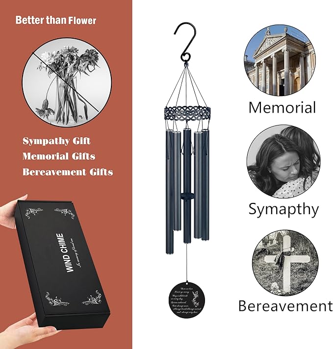 Memorial Wind Chimes for Loss of Loved One,windchimes in Memory of a Loved One Sympathy Gifts for Dad Mom and Family Member,Metal Windchimes Outdoors Decorations for Your Garden…