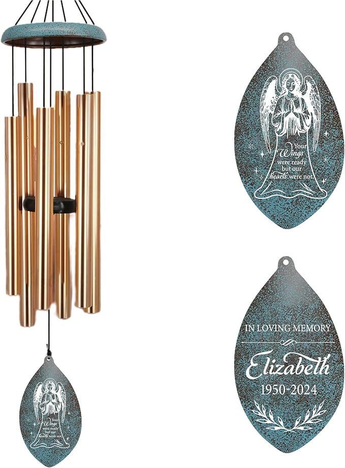 ASTARIN Personalized Name 35" Memorial Wind Chimes for Outside, Metal Sympathy Gifts for Loss of Mother Father Loved One, Bereavement Wind Chime in Memory Gift, Decor Outdoor Garden Patio