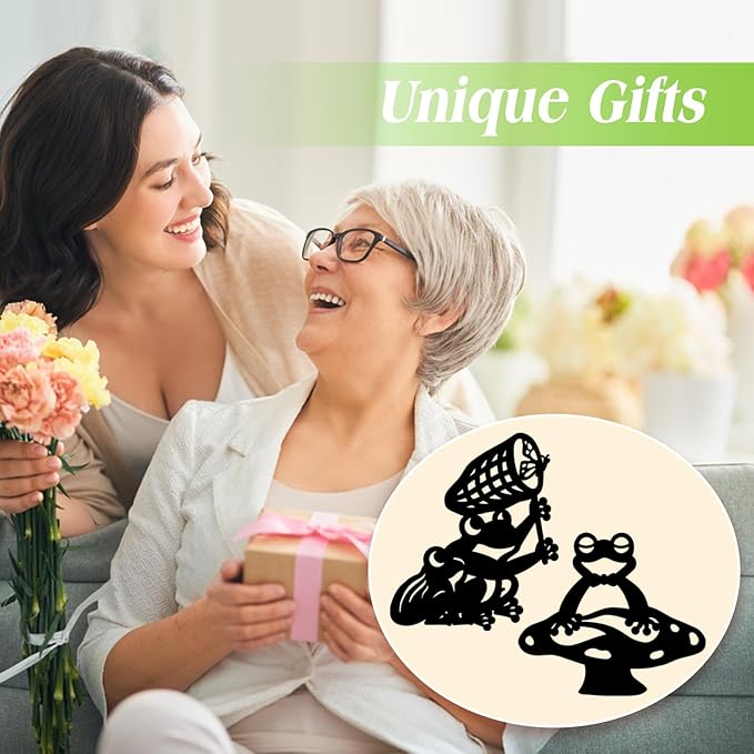 Frog Metal Garden Stakes Decorative, Gifts for Women/Men/Frog Lovers Gifts,Black Frog Silhouette Statues Garden Decor for Outside,Outdoor Decor,Yard Art,Patio,Lawn Ornaments