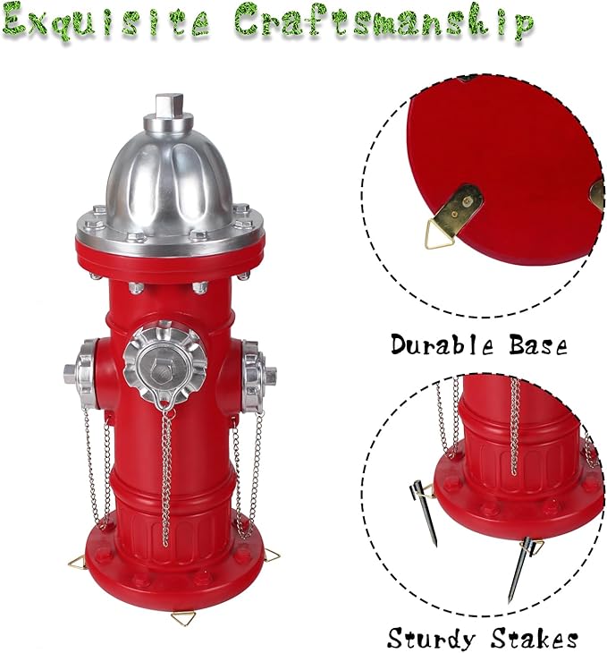 Dog Fire Hydrant Statue Puppy Pee Post and Gift for Fireman, Fire Hydrant Garden Decor Statue Large, Fire Hydrant for Dog