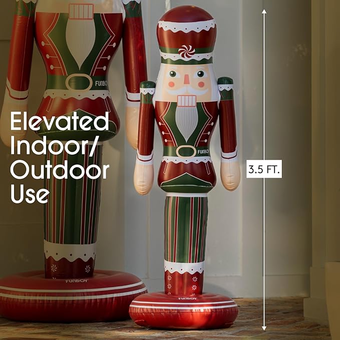 FUNBOY Peppermint Inflatable Nutcracker – 3.5ft Tall Indoor/Outdoor Holiday Decoration – Christmas Yard & Porch Decor