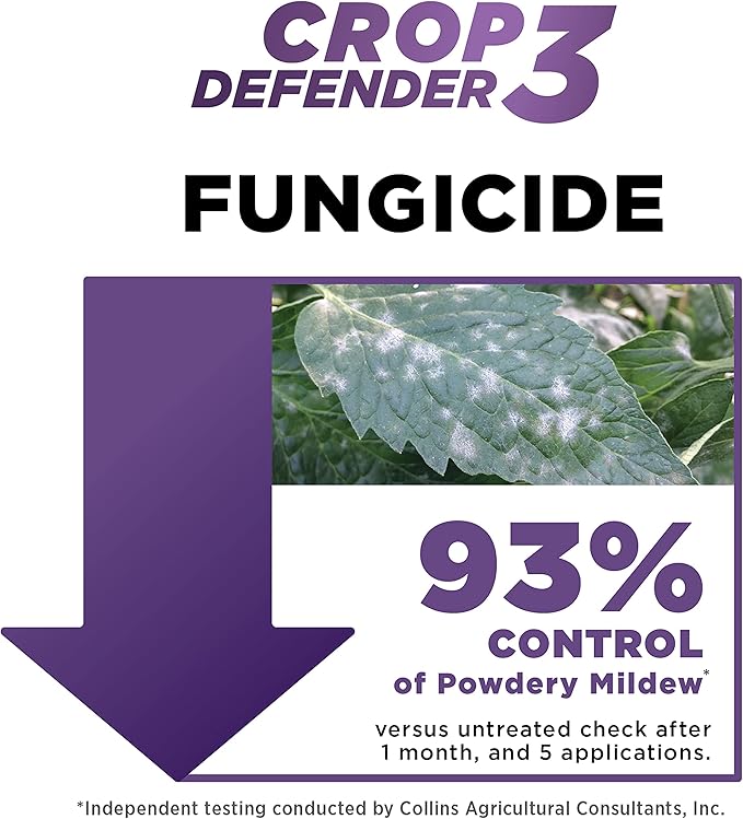 Grower's Ally Crop Defender 3 Concentrate 8 oz | Natural, Safe & Organic Insecticide & Fungicide Control for Plants - Powdery Mildew, Spider Mites & Russet Mite Killer – Makes 25 Gallons