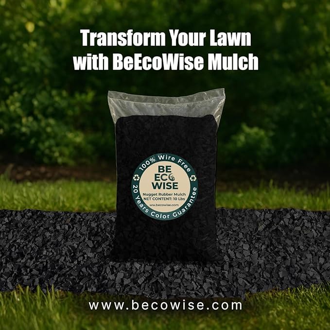 – 100% Wire-Free Premium Grade Nugget Rubber Mulch for Playgrounds & Landscaping | Safe for Kids & Pets, No Replacement Needed, Ultra Durable | Black, 20 lb (0.8 cu ft)