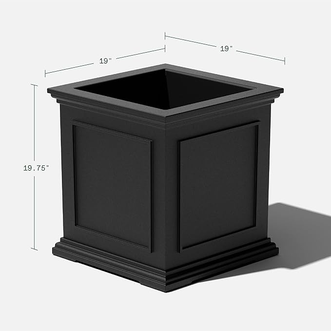 Veradek Brixton Cube Planter, Black, 20.75 in Height, 19 in Width, 19 in Length, Outdoor Use