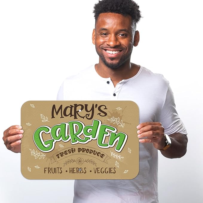Custom Garden Signs, Personalized Sign for Garden, for Mother's Day, Mom, Christmas Gift Or Girlfriend Sign, 12x18 Inches, Rust Free .063 Aluminum, Fade Resistant, Made in USA by Sigo Signs