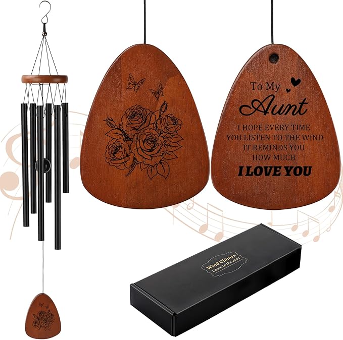 PRSTENLY Aunt Gifts from Niece Nephew, Aunts Wind Chimes Best Aunts Ever Gift for Birthday, Auntie Gifts for Mothers Day Christmas Thanksgiving