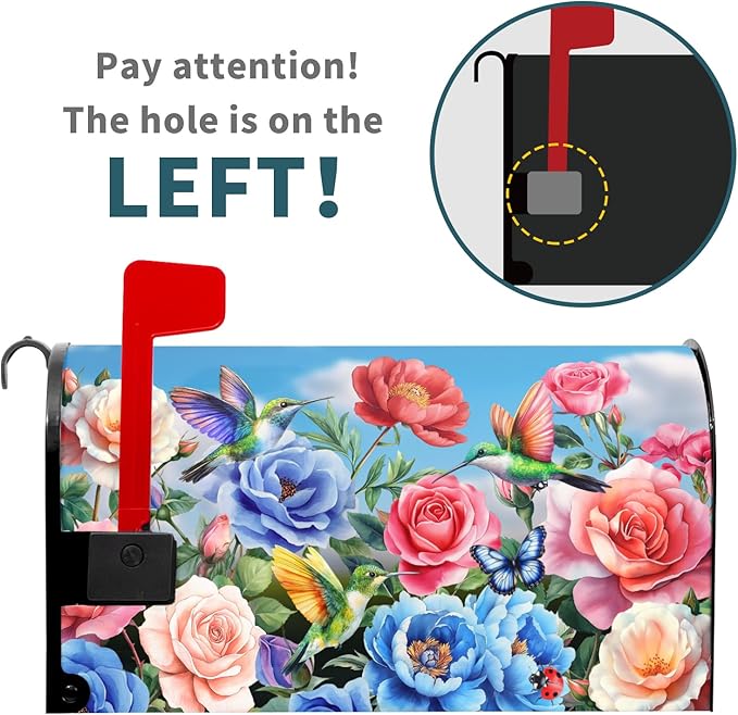 Floral Mailbox Cover Magnetic Standard Size 21x25.5 Inch Spring Butterfly Flower Wildflowers Decoration Outdoor Garden Home Yard