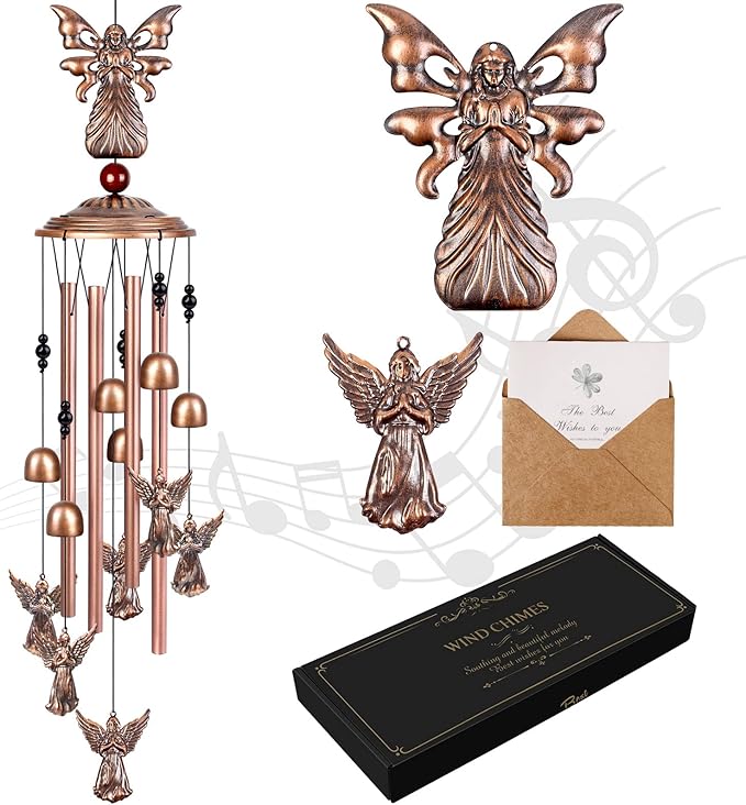 YHmall Angel Wind Chimes for Outside, 34" Angel Gifts for Women Memorial Wind Chimes, Soothing Tones Windchimes Outdoors for Patio Porch Yard Decor for Mom