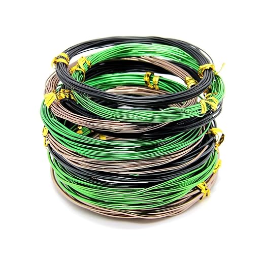 9 Rolls Bonsai Wires, Anodized Aluminum Bonsai Training Wire with 3 Colors (Black, Brown, Green) and 3 Sizes (1.0 mm, 1.5 mm, 2.0 mm), Total 147 Feet