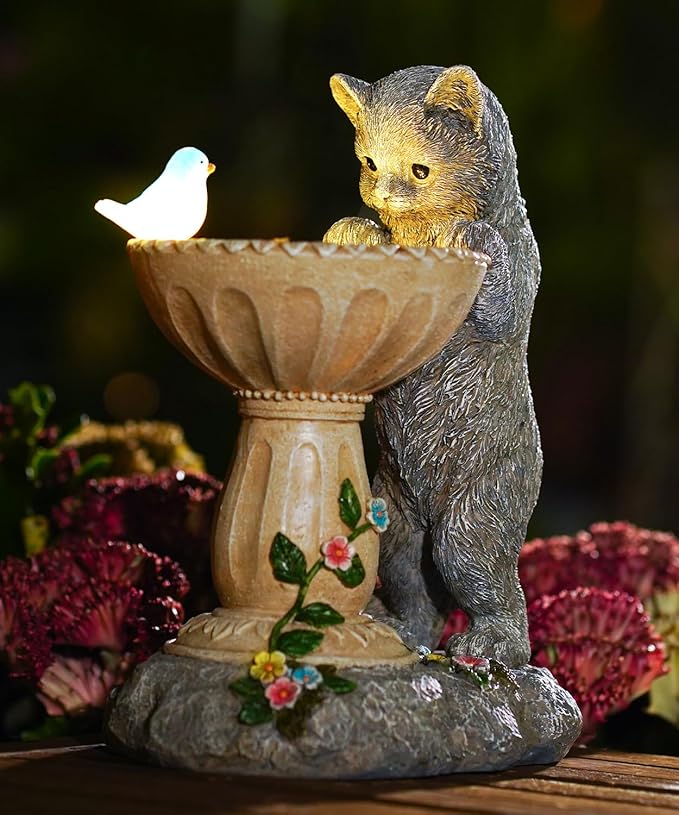 Nacome Solar Cat Garden Decor: Outdoor Statues Ornaments for Outside Decorations Yard Art Lawn Porch Patio Balcony - Birthday Choice for Mom Grandma Women Lover
