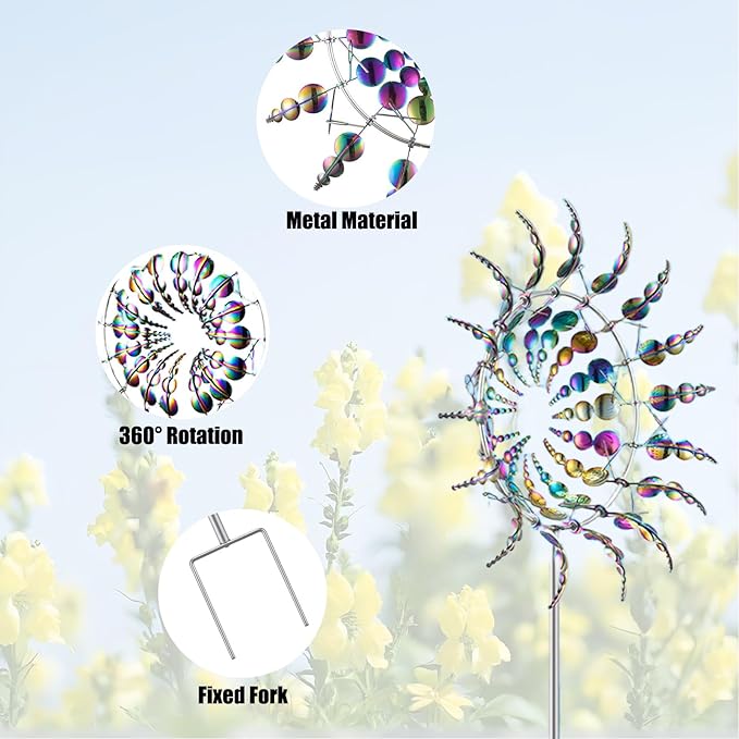 Magical Metal Windmill, Wind Spinners for Yard Garden, Outdoor Spinners, Windmill for Yard, Wind Sculptures & Spinners for Yard Garden Patio Decoration (1PCS Colorful)