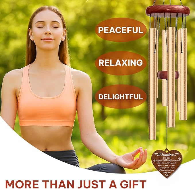 Personalized Mom Memorial Wind Chime – “You Left Me with Beautiful Memories” Custom Name & Years – Heart Shaped Angel Wing Sympathy Gift – Outdoor Remembrance Windchime for Loss of Mother or Wife