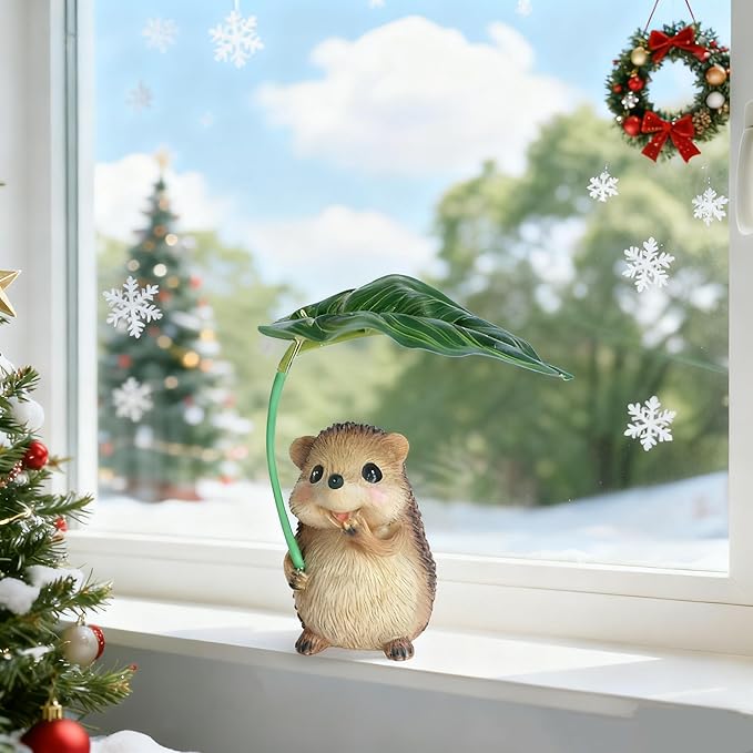 Solar Garden Statues Hedgehog Garden Decor Figurine Lights with Umbrella for Outside,Yard Decorations Outdoor Patio Decor,Gardening Gifts for Thanksgiving Christmas Mother's Day
