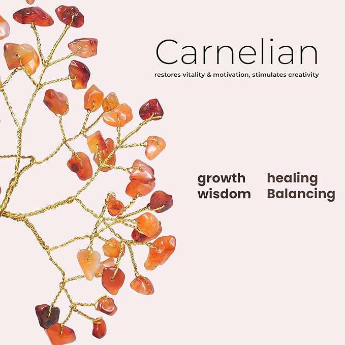 Carnelian Money Tree - Carnelian Crystal Gem Tree for Good Luck & Feng Shui - Spiritual Item