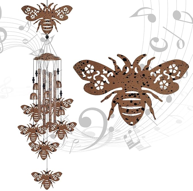 Bees Wind Chimes for Garden,Home,Balcony,Yard,Outdoor Decor, Bee Wind Bell, Memorial Windchimes, Bee Decoration, Wind Catcher, Blessing Wind Chime for Mom,Grandma,Family,Women,Friend