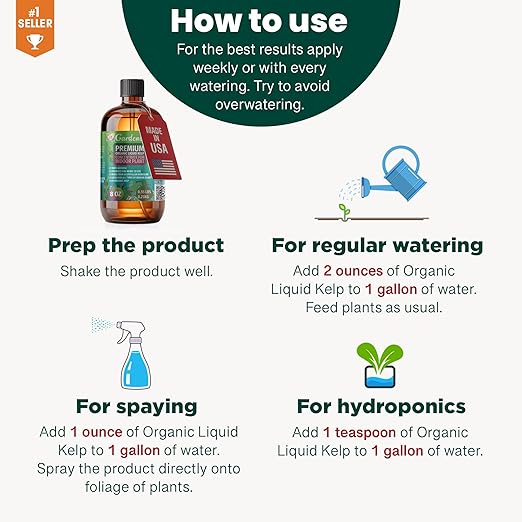 GARDENERA Premium Organic Seaweed & Kelp Superfood for Tangerine Plants - 32 oz - Liquid Kelp Fertilizer Concentrate (Makes 180 Gallons)