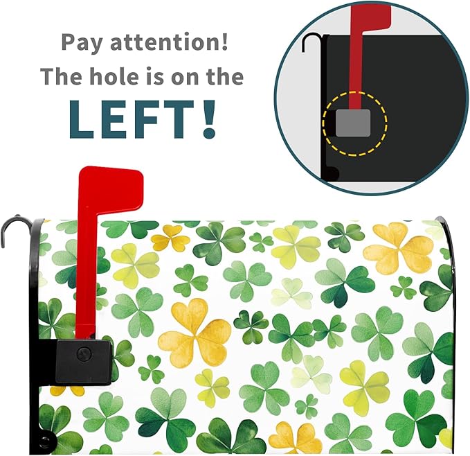 St. Patrick's Day Magnetic Mailbox Cover - Green Shamrock Design, Standard Size 21 x 25.5 Inch, Outdoor Yard Decor
