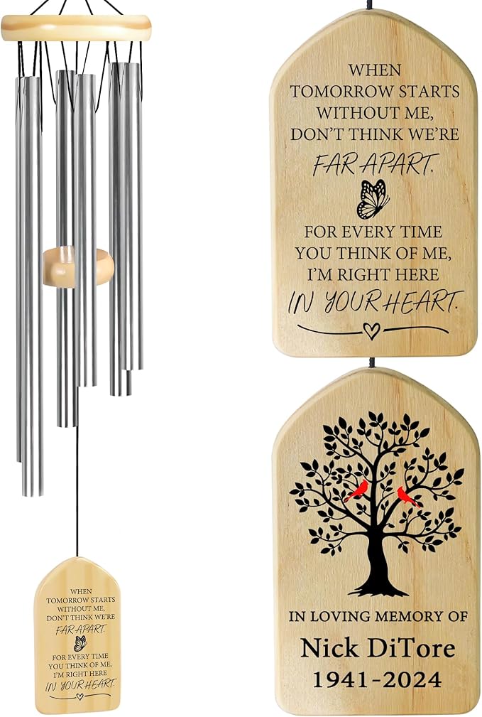 Sympathy Wind Chime | Jocidea Personalized Memorial Wind Chimes | Wind Chimes for Loss of Loved One | Memorial Gifts | Sympathy Gift | Bereavement Gifts | in Memory of Dad, Mom
