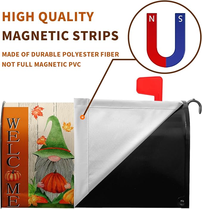 Fall Gnome Mailbox Covers Magnetic Standard Size Welcome Mail Box Cover Autumn Pumpkin Mailbox Post Cover Waterproof Mailbox Decor Maple Leaves Mailbox Wraps for Garden Yard 21 * 18 Inch