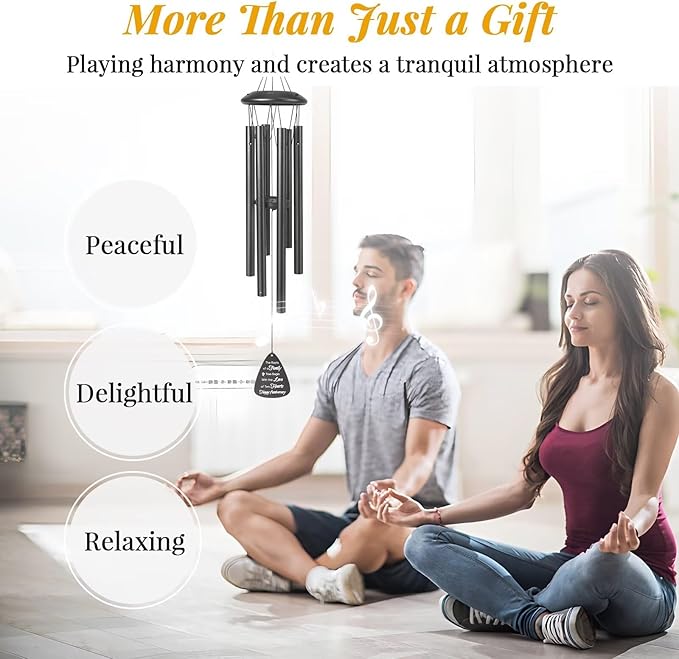 20th Anniversary Wind Chimes Gifts for Men Women,Romantic 20 Year Anniversary for Couples, Wife, Husband, Parents, Friends, 20th Wedding Gifts Idea of Happy Anniversaries Decorations,Black