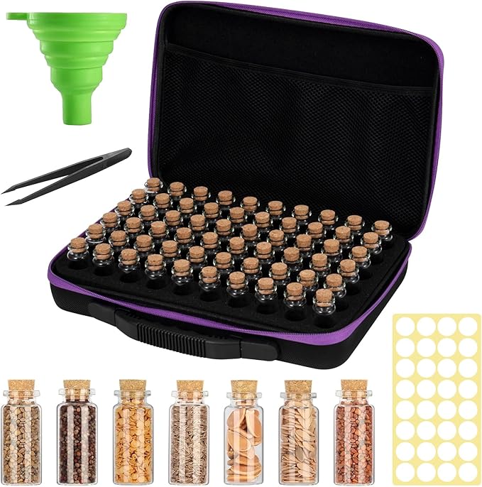 60 Slots Seed Storage Organizer, Garden Seeds Saver Box Gardening Seed Keeper Set Labels Stickers Funnel Tweezer Plant Storage Glass Drift Bottle