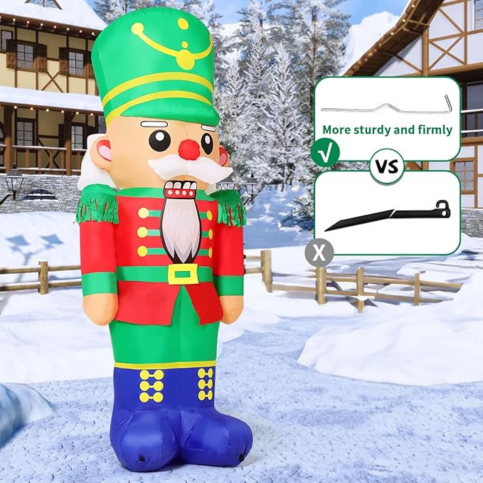 COMIN 6.5FT Christmas Inflatable Nutcracker Soldier Blow-Up Yard Decoration with LED Lights Xmas Holiday Décor for Outdoor Lawn Garden