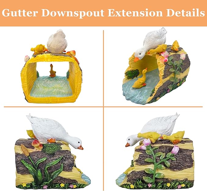 Duck Statue Gutter Downspout Extension, 3"x4" Downspout Splash Block, Decorative Gutter Extender, Outdoor Decor Sculpture, Garden Animal Statue, Gutter Diverter Rain