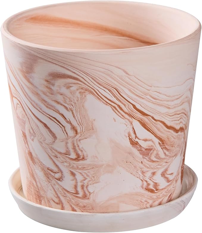 6 in Flower Planters Indoor, Modern Red Terra Cotta Plant Pot, Succulents Containers with Drain Hole Saucer, Decorate Home, Office, Outdoor/Garden Plants