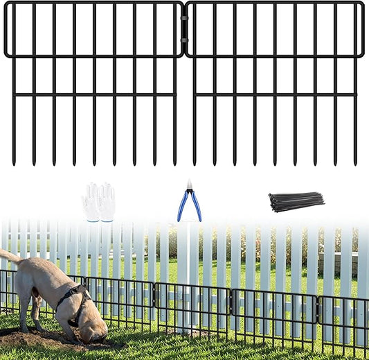 38 Panels Animal Barrier Fence, No Dig Fence 41.1ft(L) x12in(H), Garden Fences for Rabbits and Dog Ground Defense, Rustproof Metal Fences Border, Fenceing Bottom Blocker for Outdoor Yard Patio