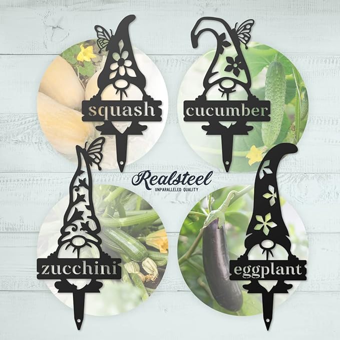 RealSteel, Garden Gnomes Metal Plant Labels, Vegetable, Herb Markers, Outdoors (Rosemary)