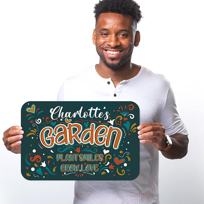 Custom Garden Signs, Personalized Sign For Garden, For Christmas, Mom, Her Or Girlfriend Sign, 12x18 Inches, Rust Free .063 Aluminum, Fade Resistant, Made in USA by Sigo Signs