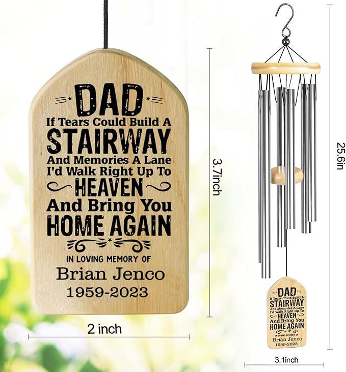 Memorial Wind Chimes - Sympathy Gifts for Loss of Dad, Remembrance Gifts in Loving Memory