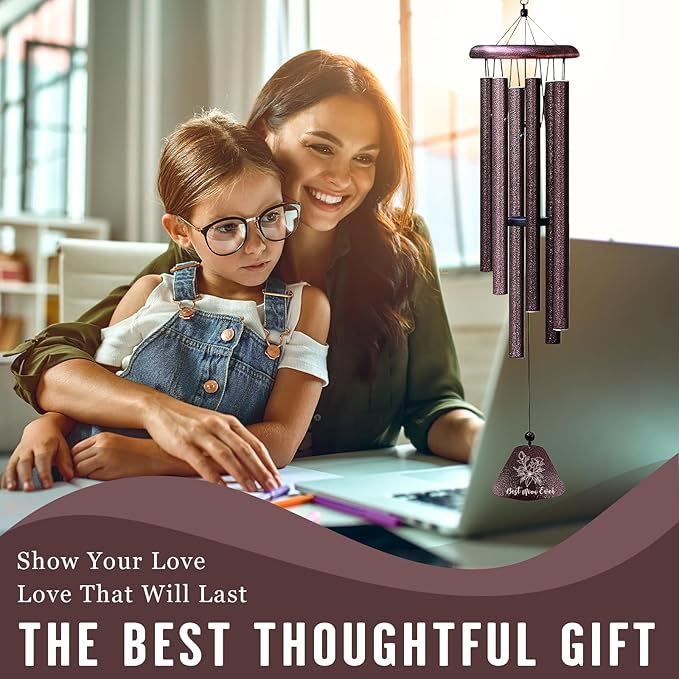 Gifts for Mom, Best Mom Ever 32" Wind Chimes, Mother Birthday Gifts, Best Mother Gift Ideas from Daughter Son, Funny Mama Windchimes, Christmas Valentines Mothers Day Presents for Mommy