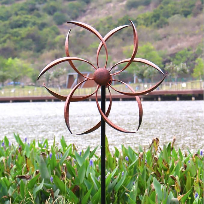 Wind Spinner Outdoor Copper Metal Garden Large Wind Spinners with Dual Kinetic Spinning Blades for Yard Lawn and Patio Decor 70x20 Inches