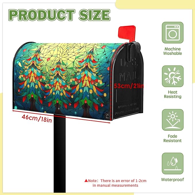 Beautiful Xmas Tree Mailbox Covers Magnetic Standard Size 21x18 inch Christmas Mail Box Cover Colorful Postbox Covers for Garden Outdoor Yard Decor Happy New Year