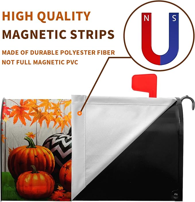 Fall Harvest Mailbox Covers Magnetic Standard Size Thanksgiving Pumpkin Mailbox Cover Autumn Maple Leaves Mailbox Post Cover Waterproof Mailbox Decor Mailbox Wraps for Garden Yard 21 * 18 Inch