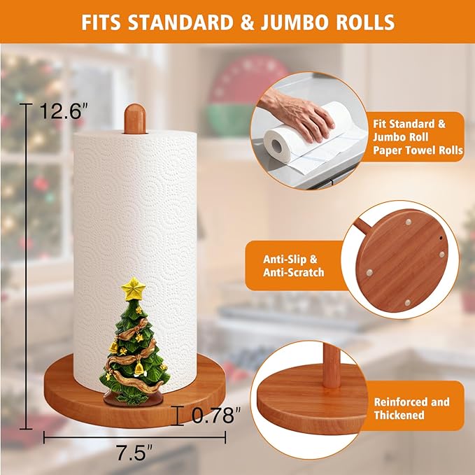 Christmas Kitchen & Bathroom Decor, 3D Christmas Tree Decorations for Kitchen Countertop & Table, Cute Paper Towel Holder Countertop, Winter Xmas Gift for Women, Housewarming Gifts New Home