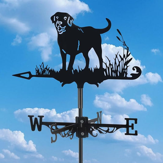 3D Dog Metal Weather Vane,Stainless Steel Black Animal Weathervane Wind Direction Indicator Roof Garden Decorations for Outdoor Farm Yard Garden Gazebo