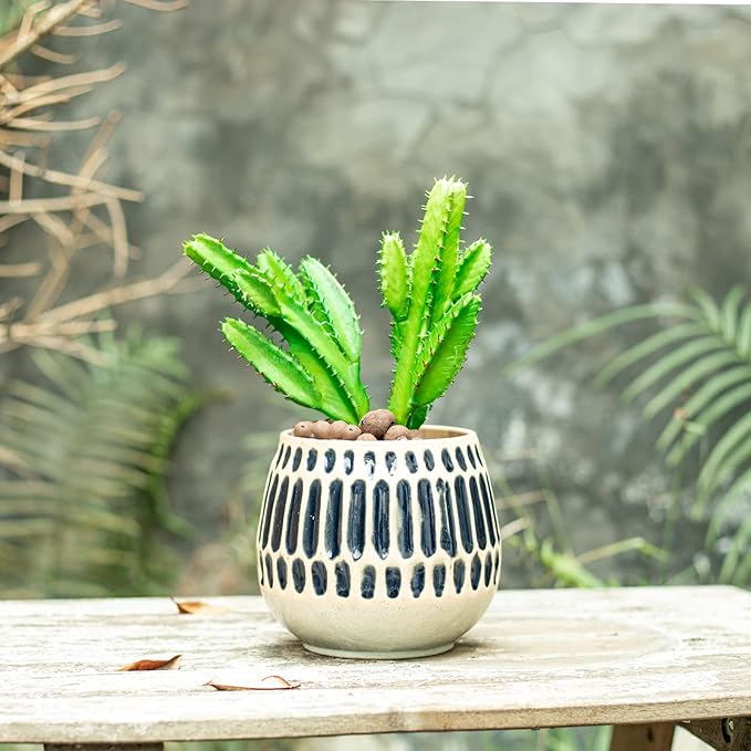 Ceramic Planter 4 Inch Plant Pots Indoor Outdoor Succulent Plant Pot Flower Pots Mid-Century Planter Ceramic Pot