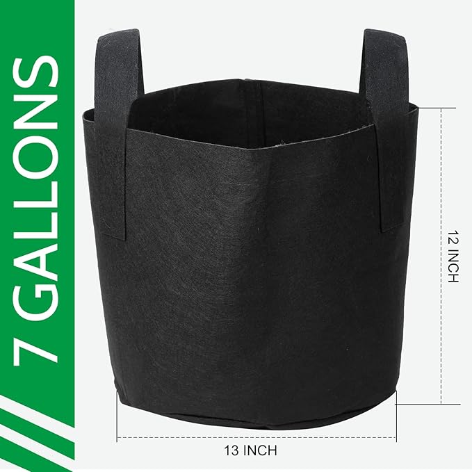 JERIA 24-Pack 7 Gallon Nonwoven Grow Bags, Plant Grow Bags，Heavy Duty Aeration Fabric Pots with Durable Handles, Come with 24 Pcs Plant Labels