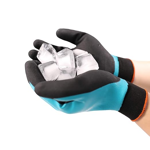 COOLJOB Waterproof Winter Freezer Gloves for Working Gardening Fishing Construction Worker, Double Coated Rubber for Warehouse Cold Refrigeration House, 1 Pair Small Blue