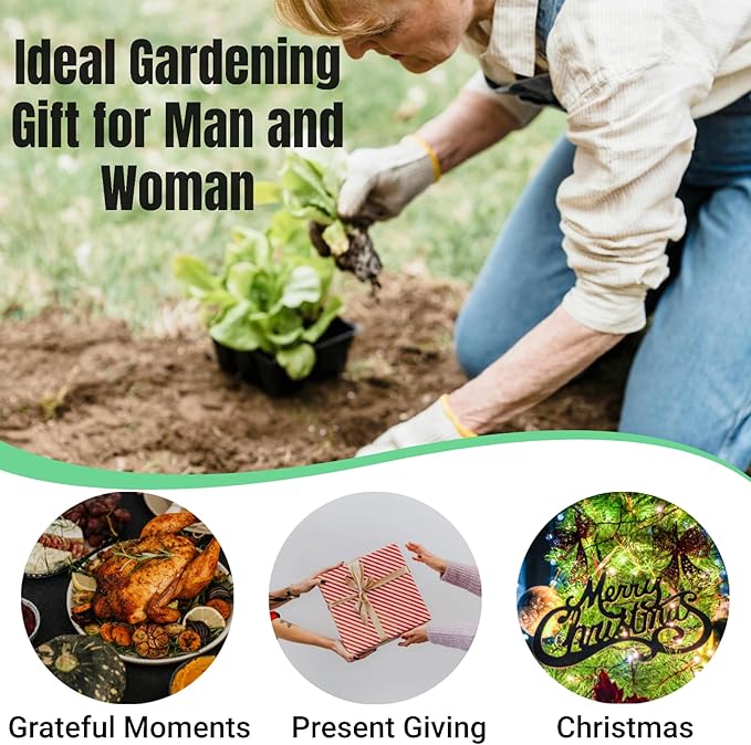 Garden Tool Set, 6PCS Heavy Duty Stainless Steel Gardening Hand Tools with Ropes, Includes Trowel, Transplanter, 2-in-1 Hoe, Pruner & More, Ideal Gardening Gift for Man and Woman (Gift Box Packaging)