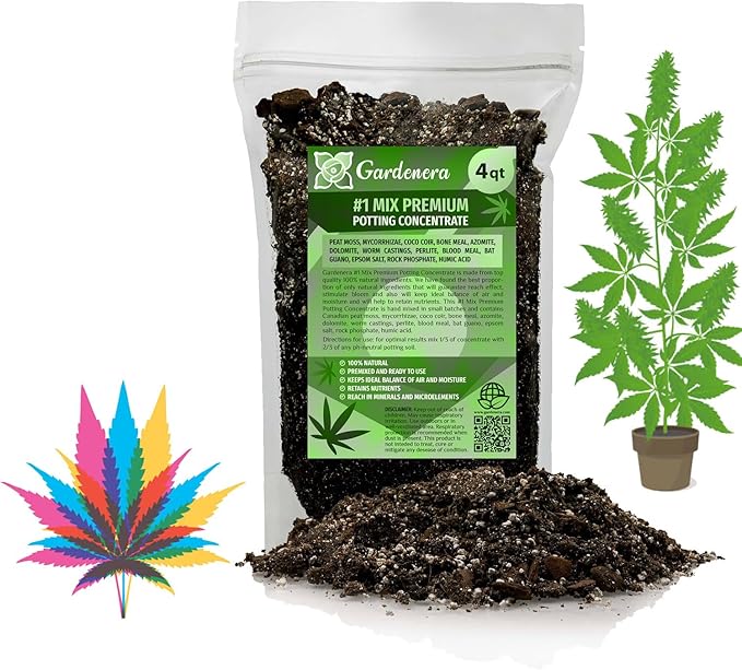 Gardenera Organic Autoflower Plants Potting Soil Mix - Perfect Balance of Nutrients, Drainage, and Aeration for Thriving Autoflower Plants- 4 Quart