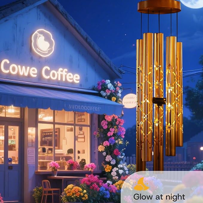 46in Solar Wind Chimes for Outside Clearance,Birthday Gifts for Women Grandma Wife Sister, Solar Lights Outdoor Wind Chimes for Garden Yard Patio Porch Decor,Rose Golden